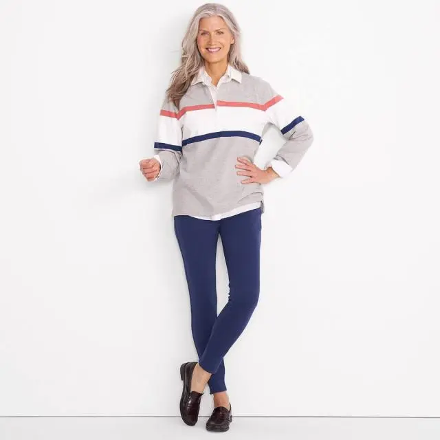 Lands' End Women's Serious Sweats Fleece-lined Leggings in Navy 