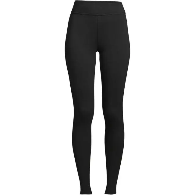 Lands' End Women's Plus Serious Sweats Fleece-lined Leggings in Black 