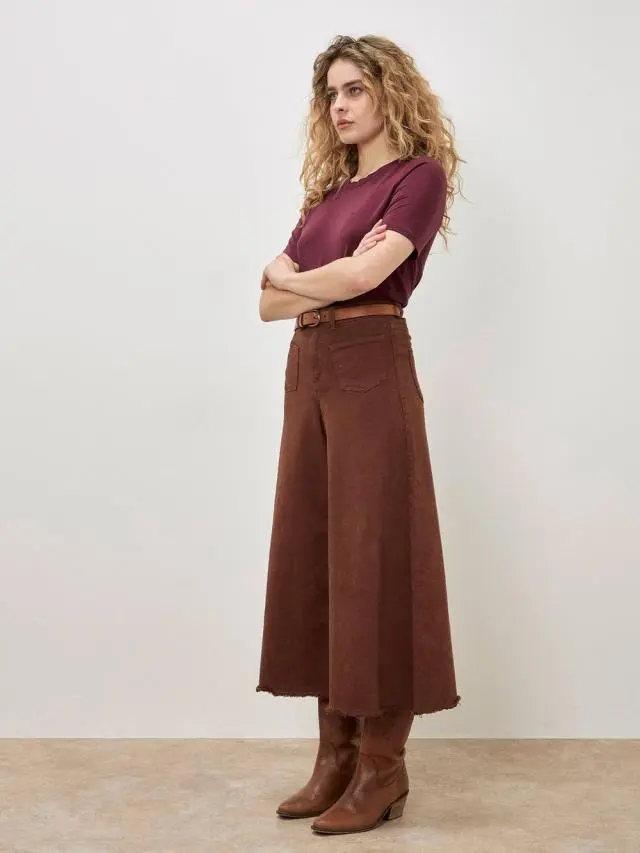 Apricot Women's Giana High Waist Palazzo Jeans in Burnt Orange 