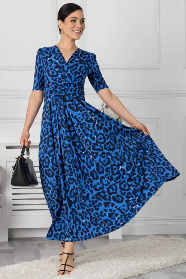 Jolie Moi Women's Beatrice Jersey Maxi Dress in Mid Blue 