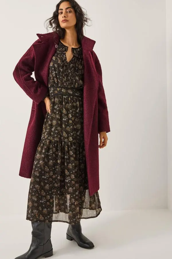 Monsoon Women's Freya Coat Red in Burgundy 