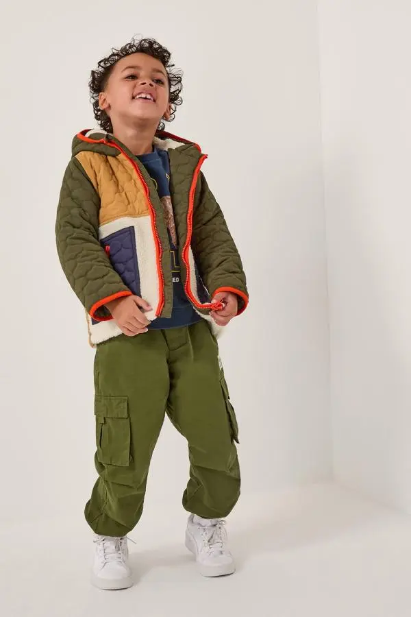 Monsoon Boy's Colourblock Quilted Jacket Multi 