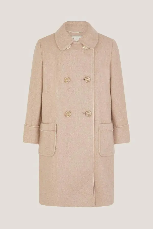 Monsoon Girl's Double Breasted Collar Coat Camel 