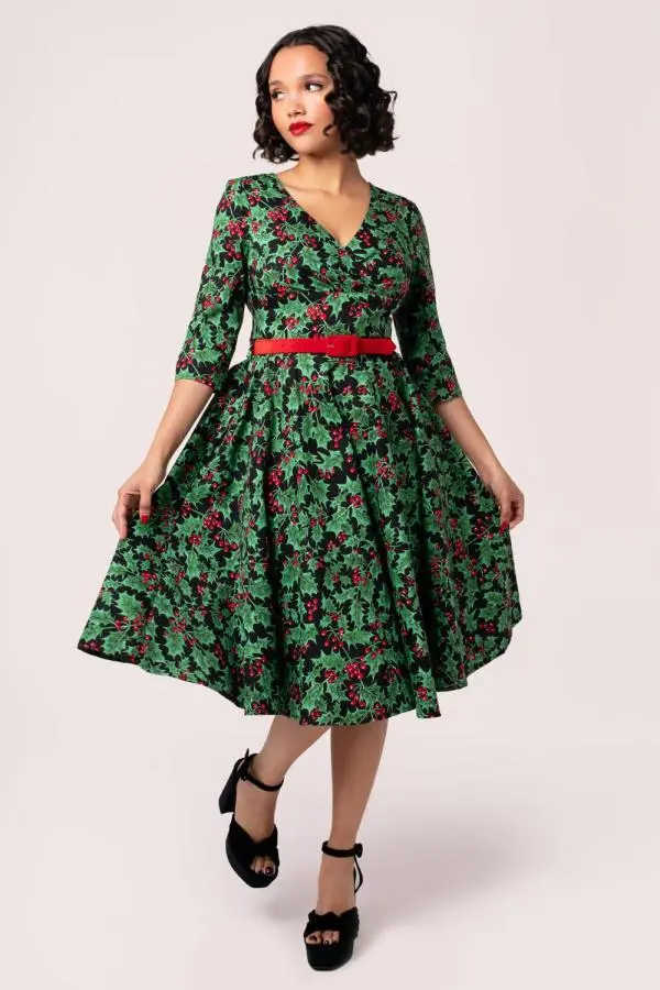 Hell Bunny Women's Nicole 50s Style Midi Dress in Black 