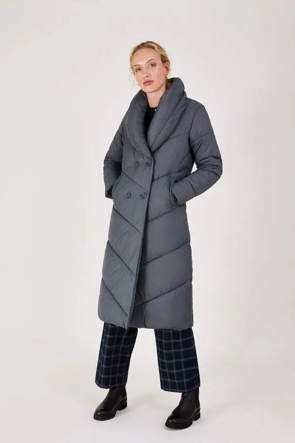 Monsoon Women's 'Clara' Longline Padded Maxi Coat in Grey