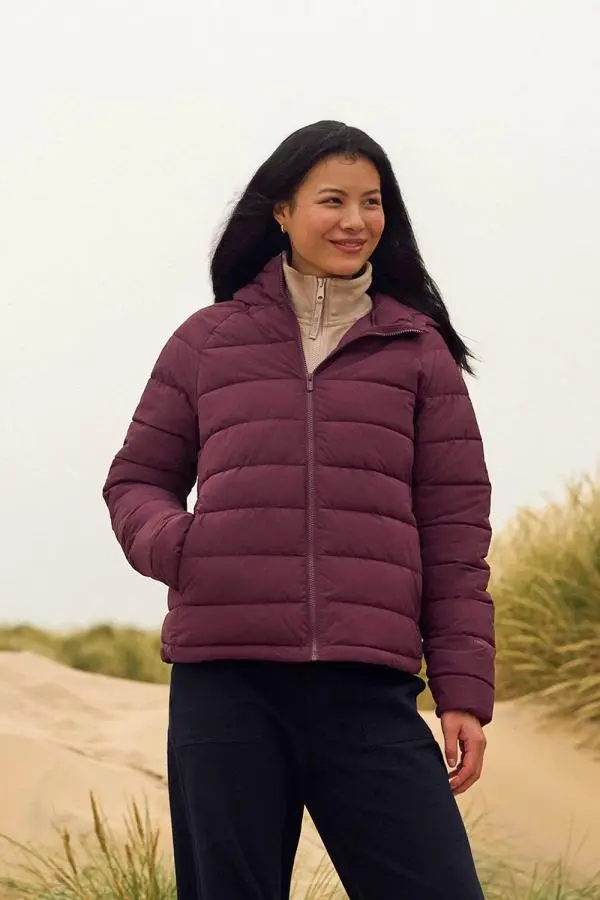 Animal Women's 'Light Cloud Cosi' Water Resistant Zipped Pockets Cosy Padded Jacket in Burgundy 