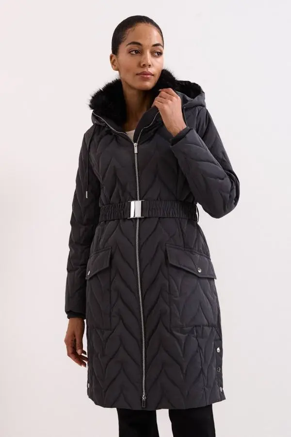 Phase Eight Women's Hollie Midi Puffer in Dark Grey 