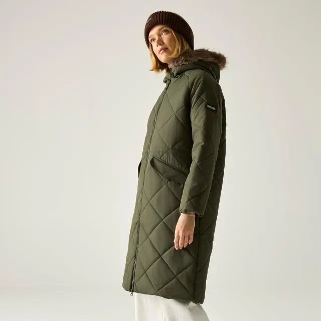 Regatta Women's Freyla Hooded Water-Repellent Insulating Padded Jacket in Green 