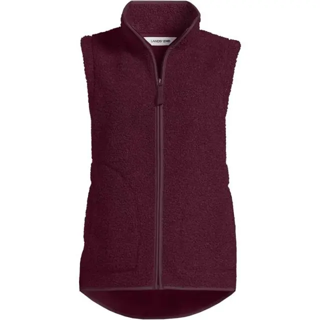 Lands' End Women's Petite Borg Gilet in Burgundy 