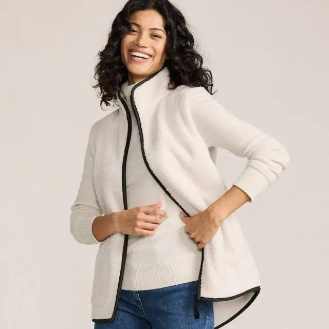 Lands' End Women's Petite Borg Gilet in Ecru 