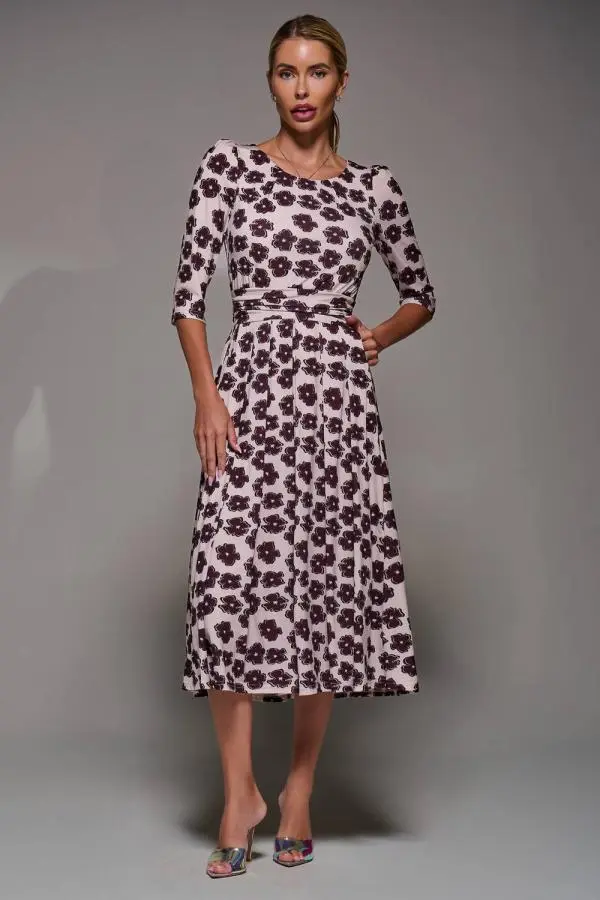 Jolie Moi Women's Three Quarter Sleeve Jersey Midi Dress 