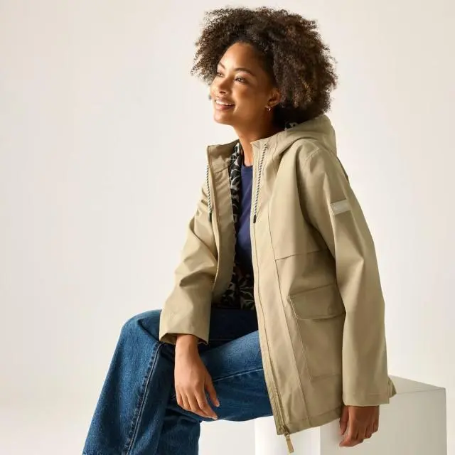 Regatta Women's Orlea Hooded Waterproof Jacket in Stone 