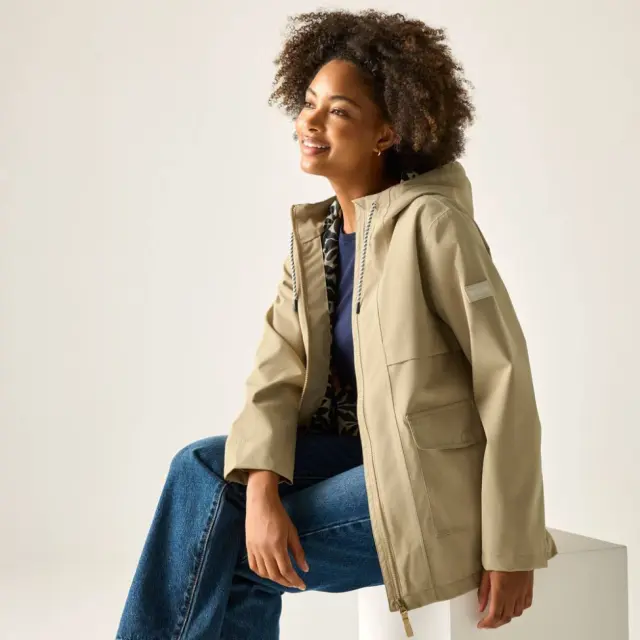 Regatta Women's Orlea Hooded Waterproof Jacket in Stone 