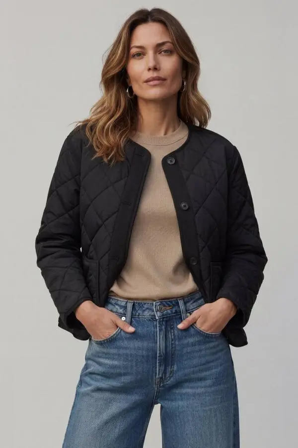 Lands' End Women's Diamond Quilted FeatherFree Jacket in Black 