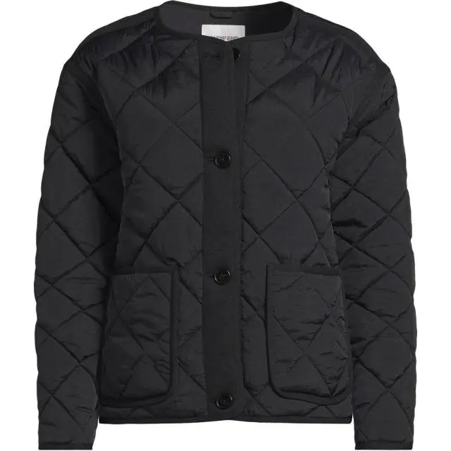 Lands' End Women's Diamond Quilted FeatherFree Jacket in Black 