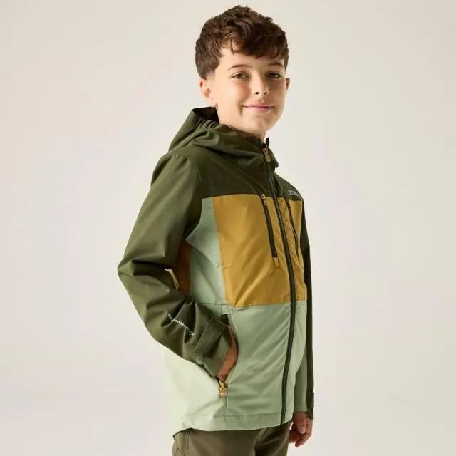 Regatta Highton Panelled Hooded Waterproof Jacket in Khaki 