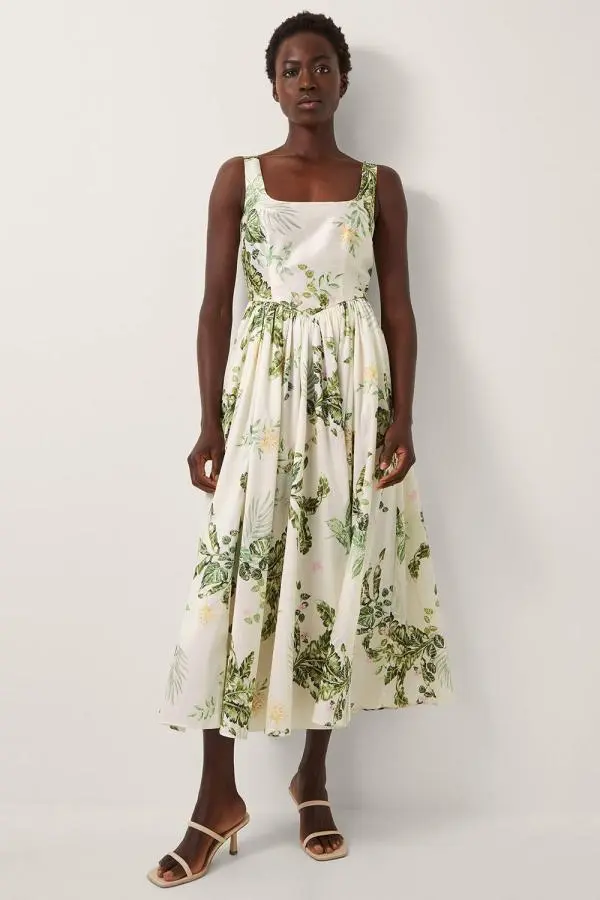 Monsoon Women's Sicily Fit & Flare Midi Dress in Cream 