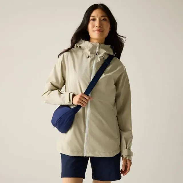 Regatta Women's Frina Panelled Hooded Walking Waterproof Jacket in Cream 