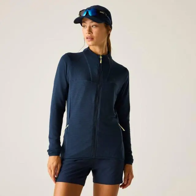 Dare 2b Women's Torrek Textured Full Zip Stretch Midlayer in Mid Navy 