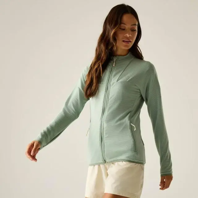 Dare 2b Women's Torrek Textured Full Zip Stretch Midlayer in Pale Green 