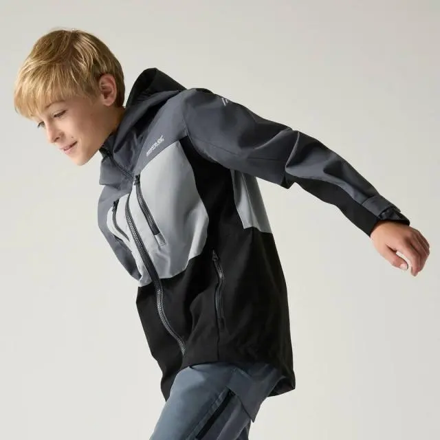 Regatta Highton Panelled Hooded Waterproof Jacket in Grey 