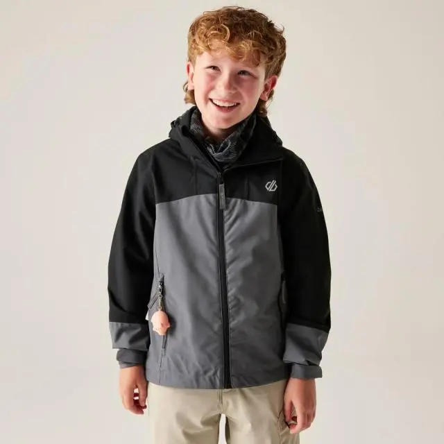 Dare 2b Explore III Panelled Hooded Waterproof Jacket in Charcoal 