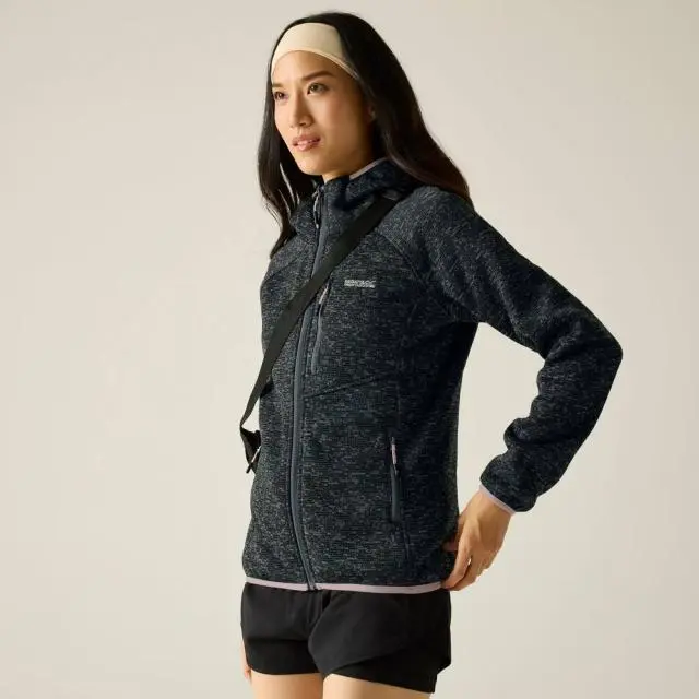 Regatta Women's Newhill Hooded Full Zip Hiking Fleece in Dark Grey 