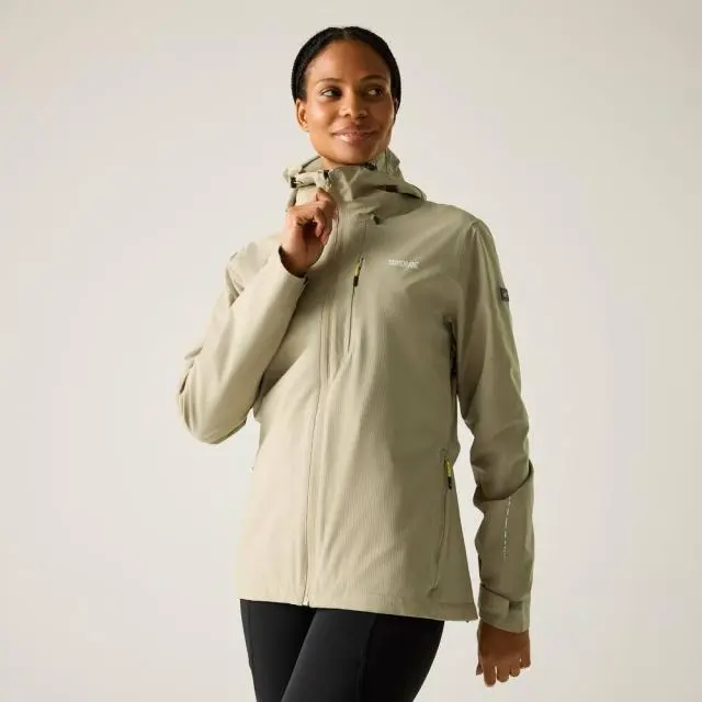 Regatta Women's Oklarna Hooded Hiking Waterproof Jacket in Beige 