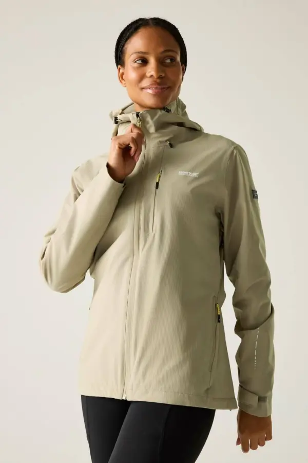 Regatta Women's Oklarna Hooded Walking Waterproof Jacket in Beige 
