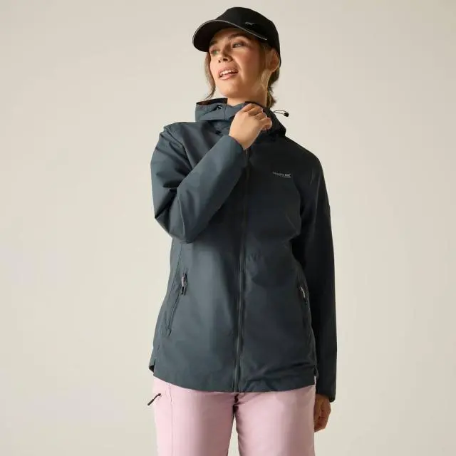 Regatta Women's Hamara IV Hooded Waterproof Jacket in Dark Grey 