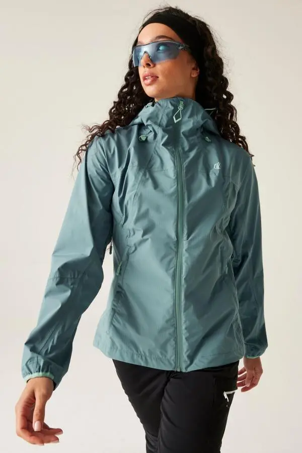 Dare 2b Women's Torrek Breathe Easy Hooded Waterproof Jacket in Mid Blue 