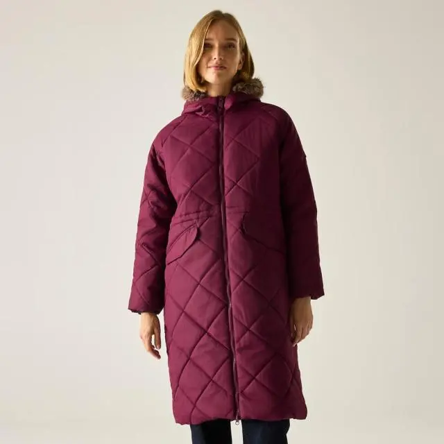 Regatta Women's Freyla Hooded Water-Repellent Insulating Padded Jacket in Purple 