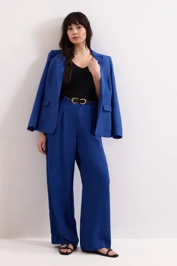 Phase Eight Women's Lottie Wide Leg Linen Trousers in Cobalt 