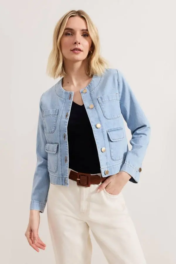 Phase Eight Women's Ripley Cropped Denim Jacket in Light Blue 