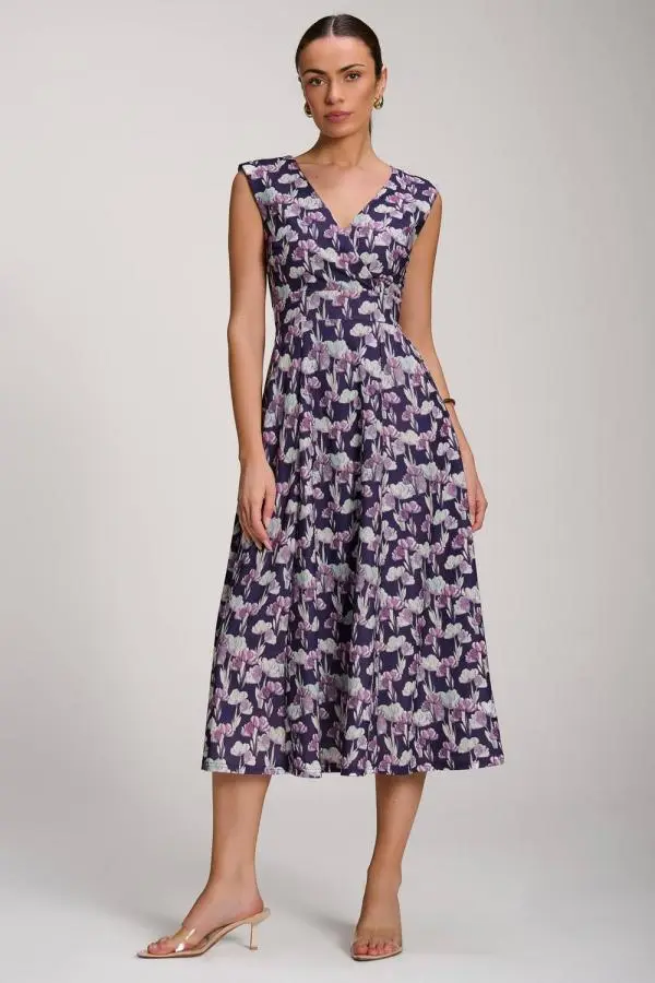 Jolie Moi Women's Scuba Printed Midi Dress in Purple 