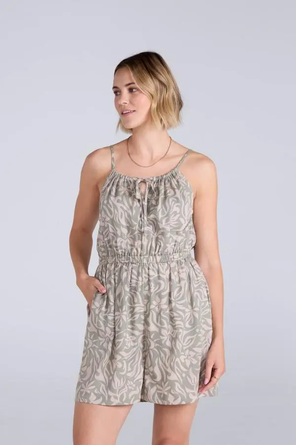 Animal Women's 'Ada' Lightweight Elastic Waist Comfortable Flattering Fit Playsuit in Pale Green 
