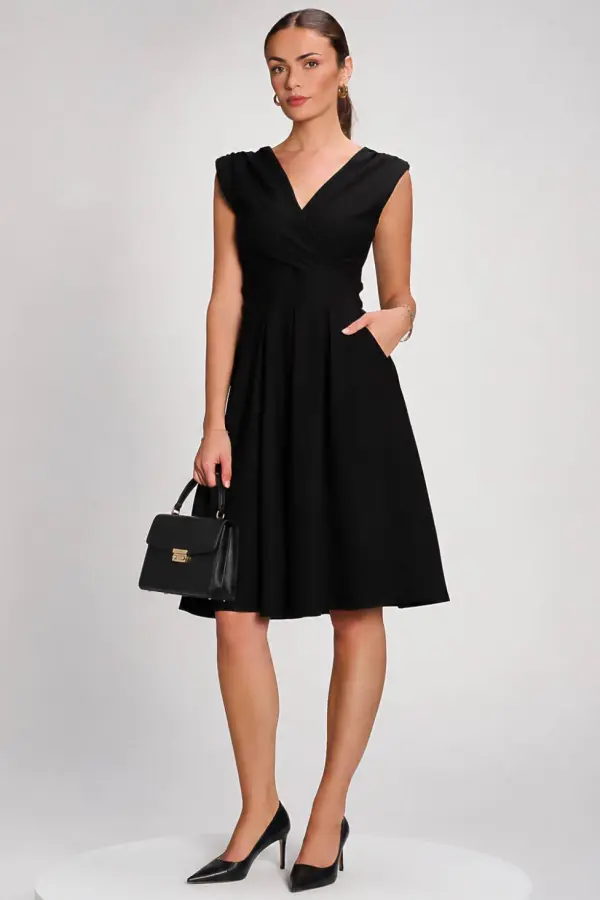 Jolie Moi Women's Plain Sleeveless Midi Dress in Black 