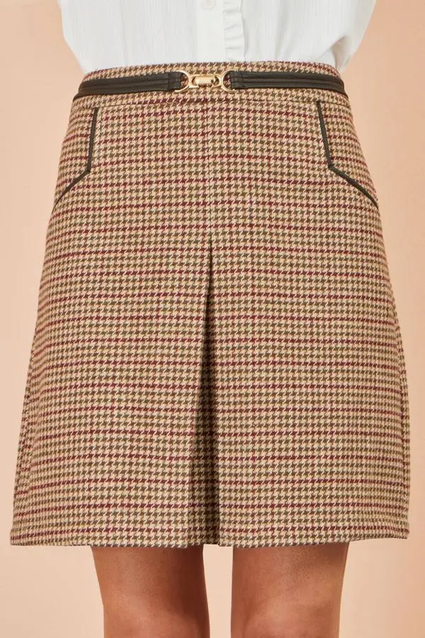 Yumi Women's Check Mini Skirt With Pockets in Brown 