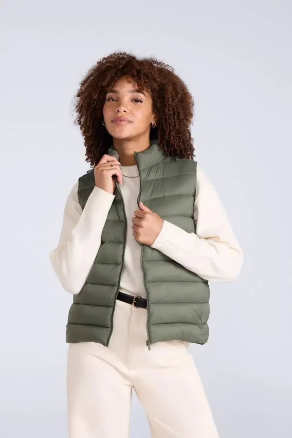 Animal Women's 'Light Cosi' Lightweight Water Resistant PFC Free Warm Padded Gilet in Khaki 