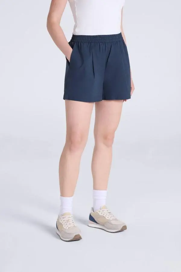 Animal Women's Lightweight Casual Drawstring Elastic Waist Cotton Comfort Shorts in Navy 