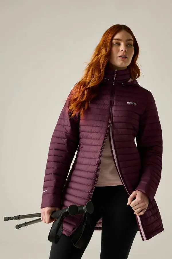 Regatta Women's Selenar Long Length Insulated Quilted Jacket in Plum 
