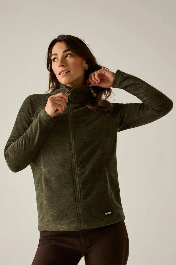 Regatta Women's Mayse Full Zip Lightweight Marl Fleece in Dark Green 