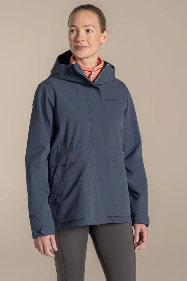 Craghoppers Women's National Trust Cinquefoil Waterproof Hooded Jacket in Dark Grey 