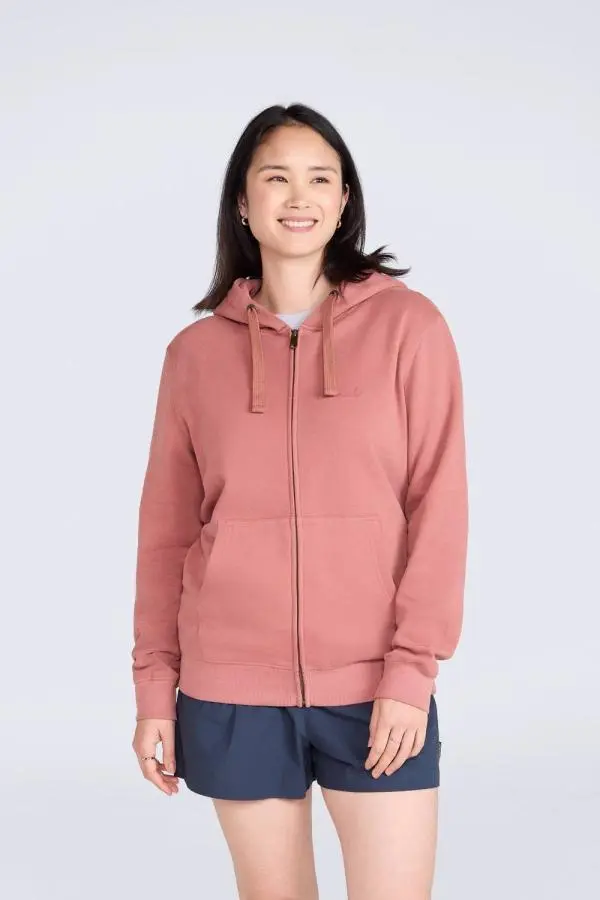 Animal Women's 'Maya' Warm Cotton Graphic Full Zip Kangaroo Pocket Casual Sweatshirt in Pale Pink 