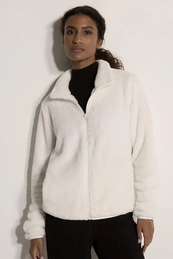 Apricot Women's Fleece Cardigan in Cream 