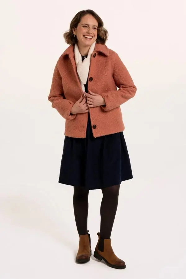 Brakeburn Women's Rose Bloucle Collared Coat in Pink 