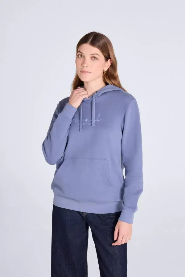 Animal Women's 'Maya' Casual Relaxed Fit Soft Cotton Adjustable Hood Logo Hoodie in Light Blue 
