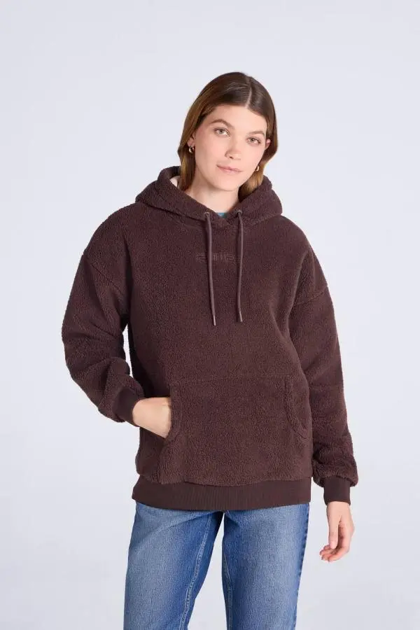 Animal Women's Soft Lightweight Warm Comfortable Casual Cosy Pullover Fleece Hoodie in Dark Brown 