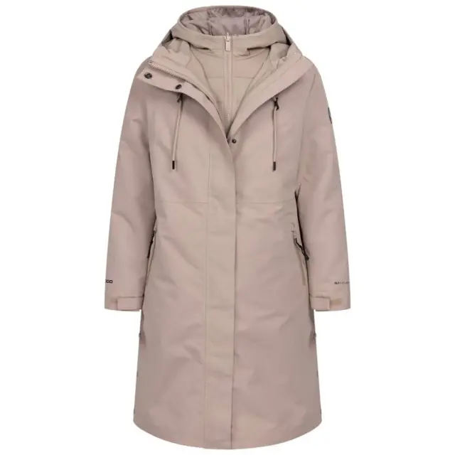 Trespass Women's Allegra DLX 3 in 1 Waterproof Jacket in Light Sand 