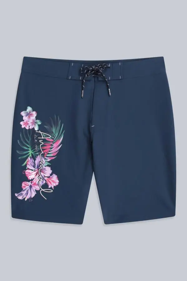 Animal Women's 'Nora' Quick Dry Adjustable Tie Waist REPREVE® Our Ocean™ Board Shorts in Dark Blue 
